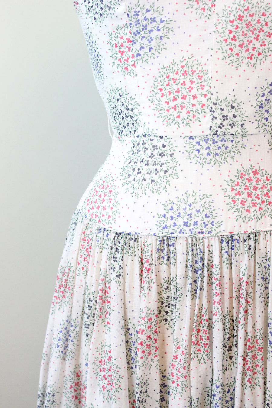 1940s TINY FLORAL cotton linen sun dress xs | new spring