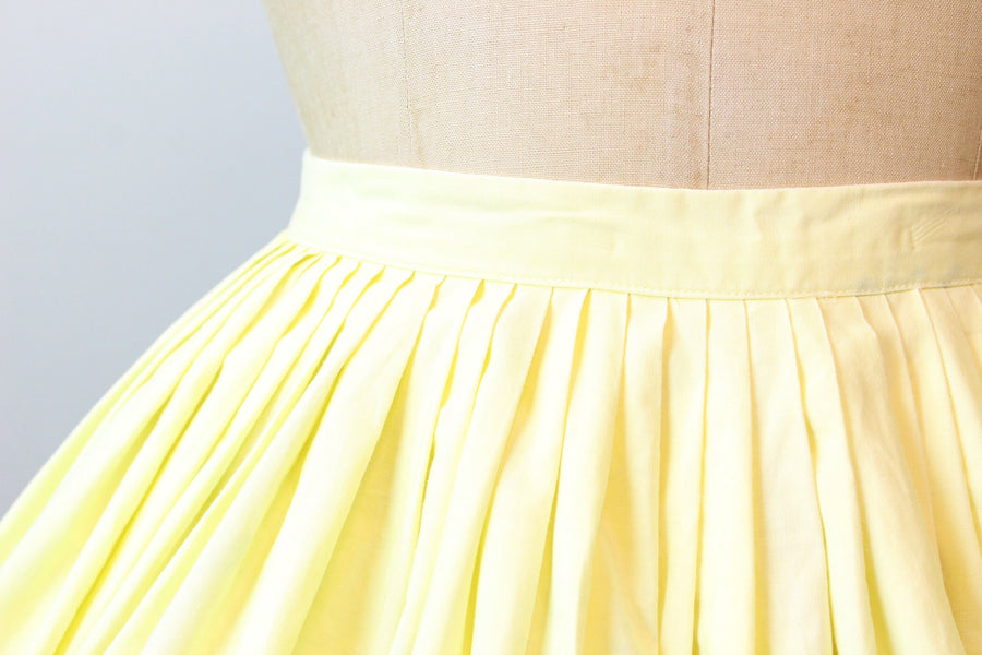 1950s MISS PAT yellow cotton skirt small | new spring