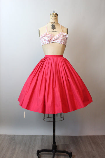 1950s ALEX COLMAN red cotton skirt small | new spring