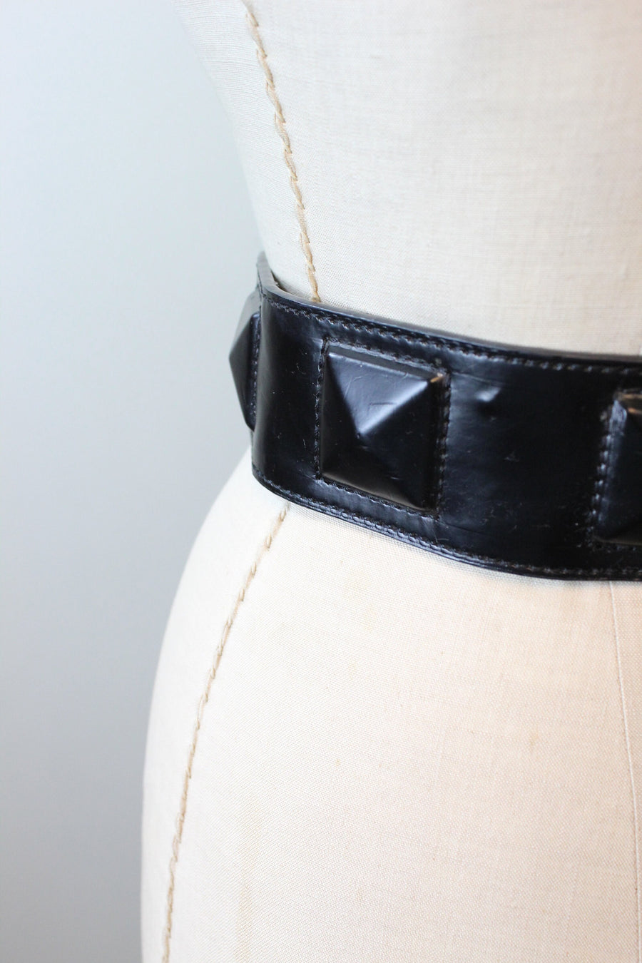 1980s CHIC STUD matte black belt leather xs small | new spring