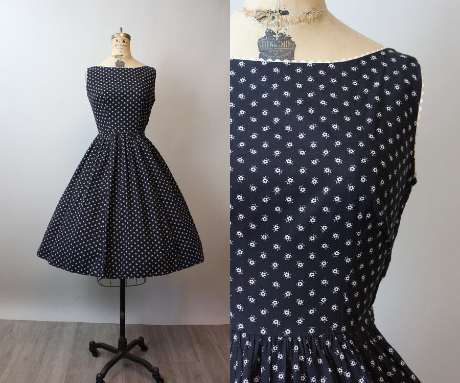 1950s 1956 LANZ cotton FLOWER print dress xs | new spring