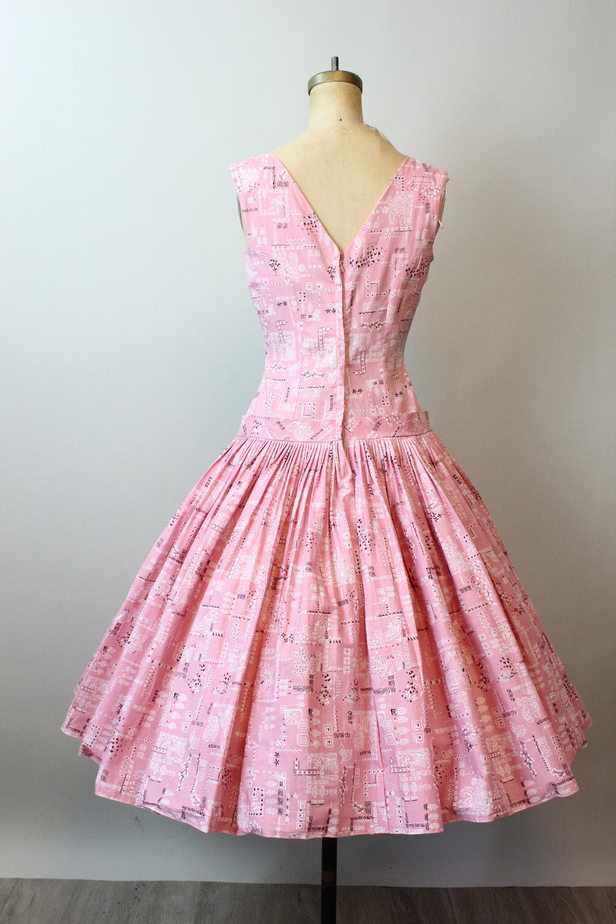 1950s dropwaist COTTON fit and flare dress small | new spring