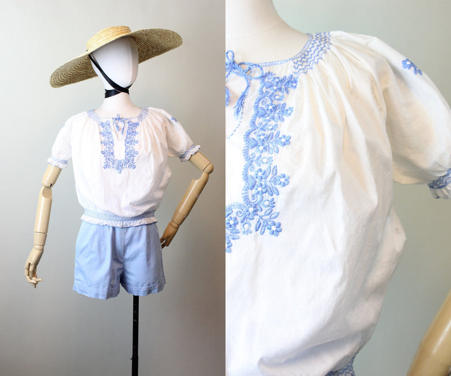 1930s HUNGARIAN embroidered peasant blouse small medium | new summer