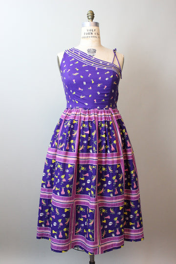 1950s ONE SHOULDER novelty print FRUIT dress medium | new spring