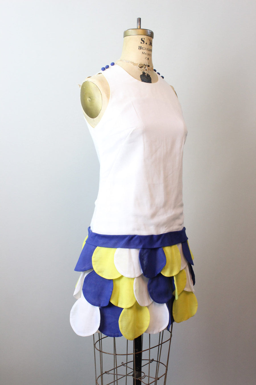 1960s cotton LAYERED DISC hem mini dress xs | new summer