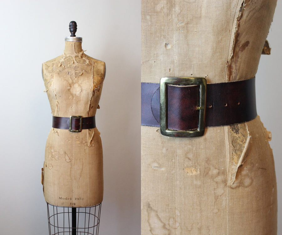 1950s WIDE leather brass belt xs | new summer