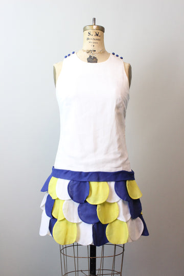 1960s cotton LAYERED DISC hem mini dress xs | new summer