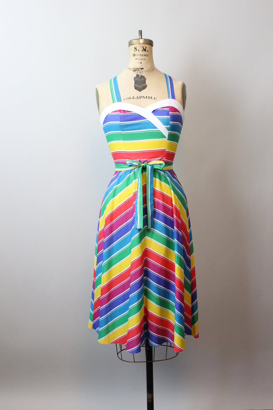 1970s RAINBOW STRIPED cotton dress xs | new summer