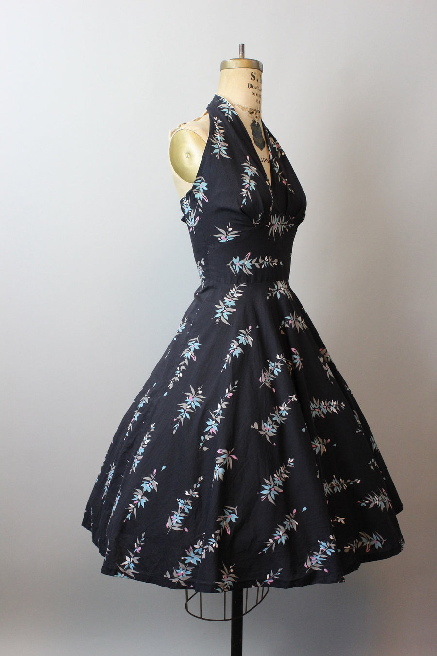 1950s cotton BAMBOO PRINT HALTER dress xs | new summer