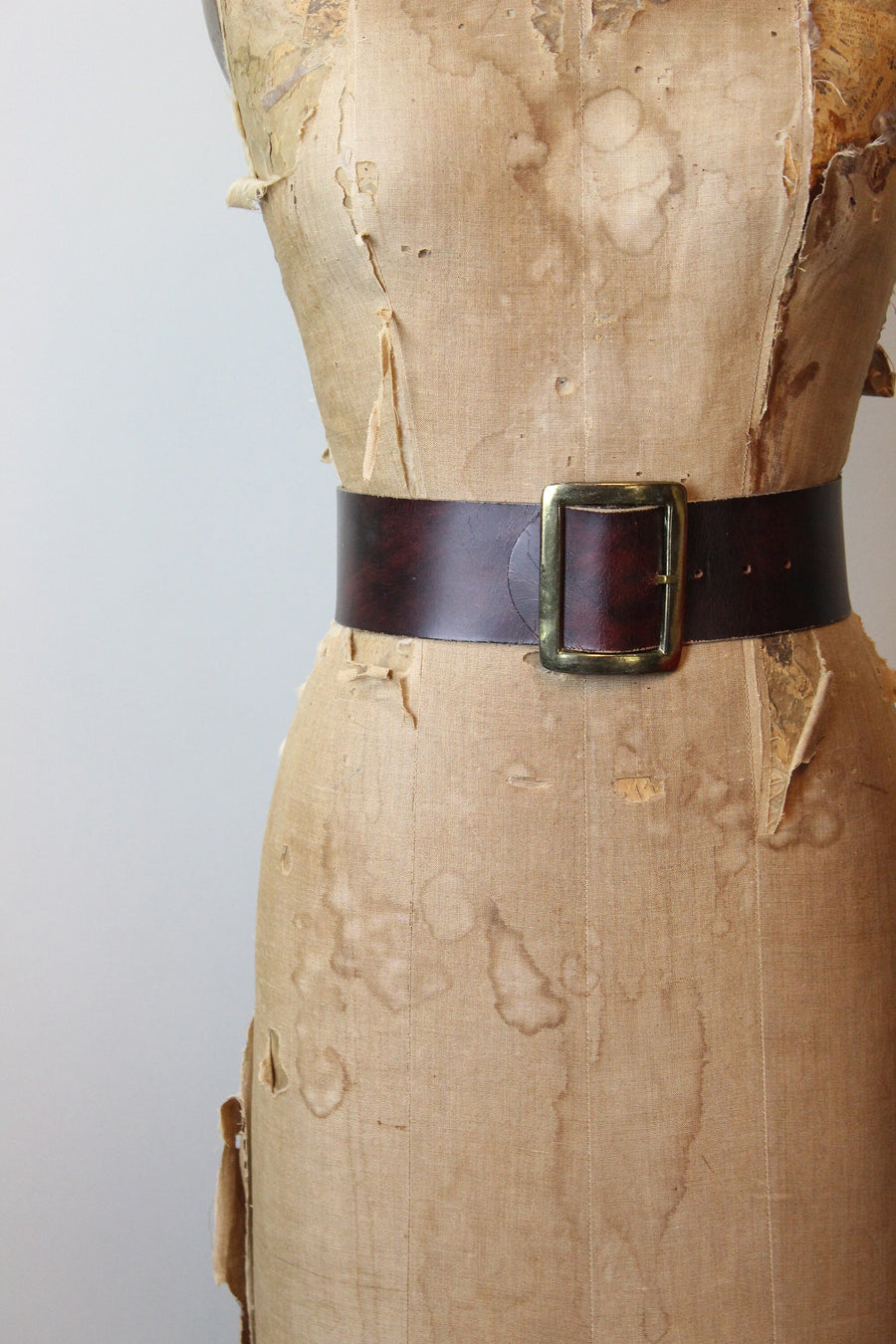 1950s WIDE leather brass belt xs | new summer
