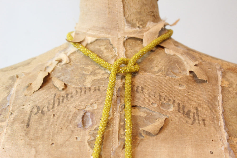 1920s CHARTREUSE beaded SAUTOIR tassel necklace | new fall