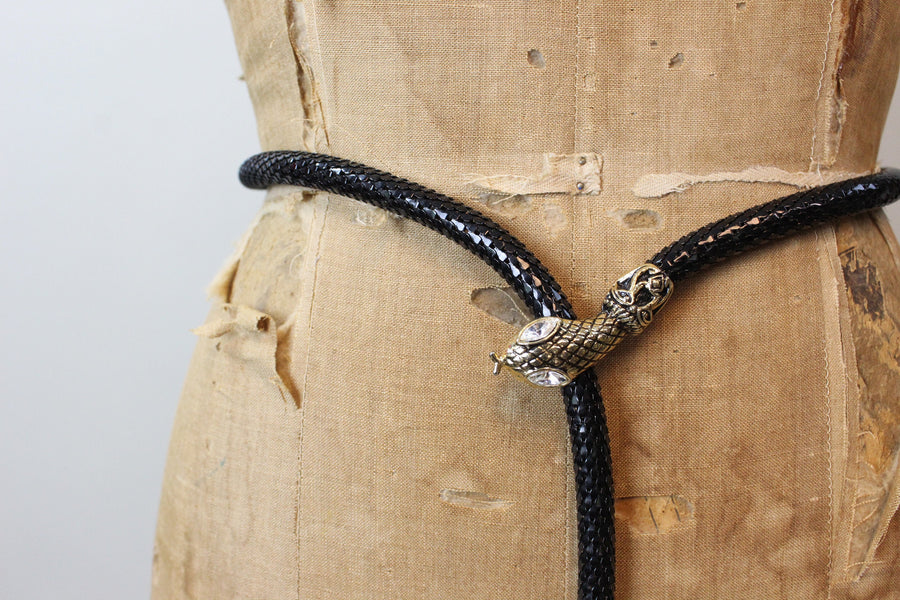 1980s DL AULD black SNAKE belt necklace | new fall