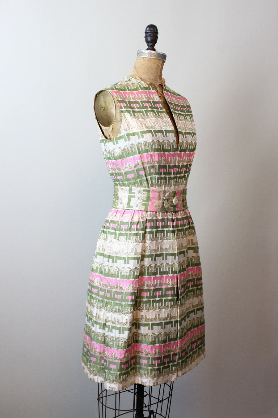 1960s LORD & TAYLOR mod gold lurex dress small | new summer