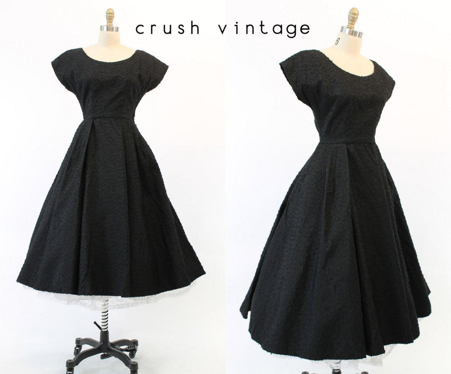 1950s eyelash faille dress xs | vintage full skirt | new in