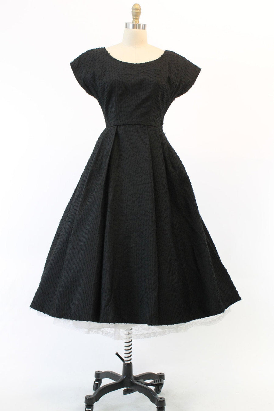 1950s eyelash faille dress xs | vintage full skirt | new in
