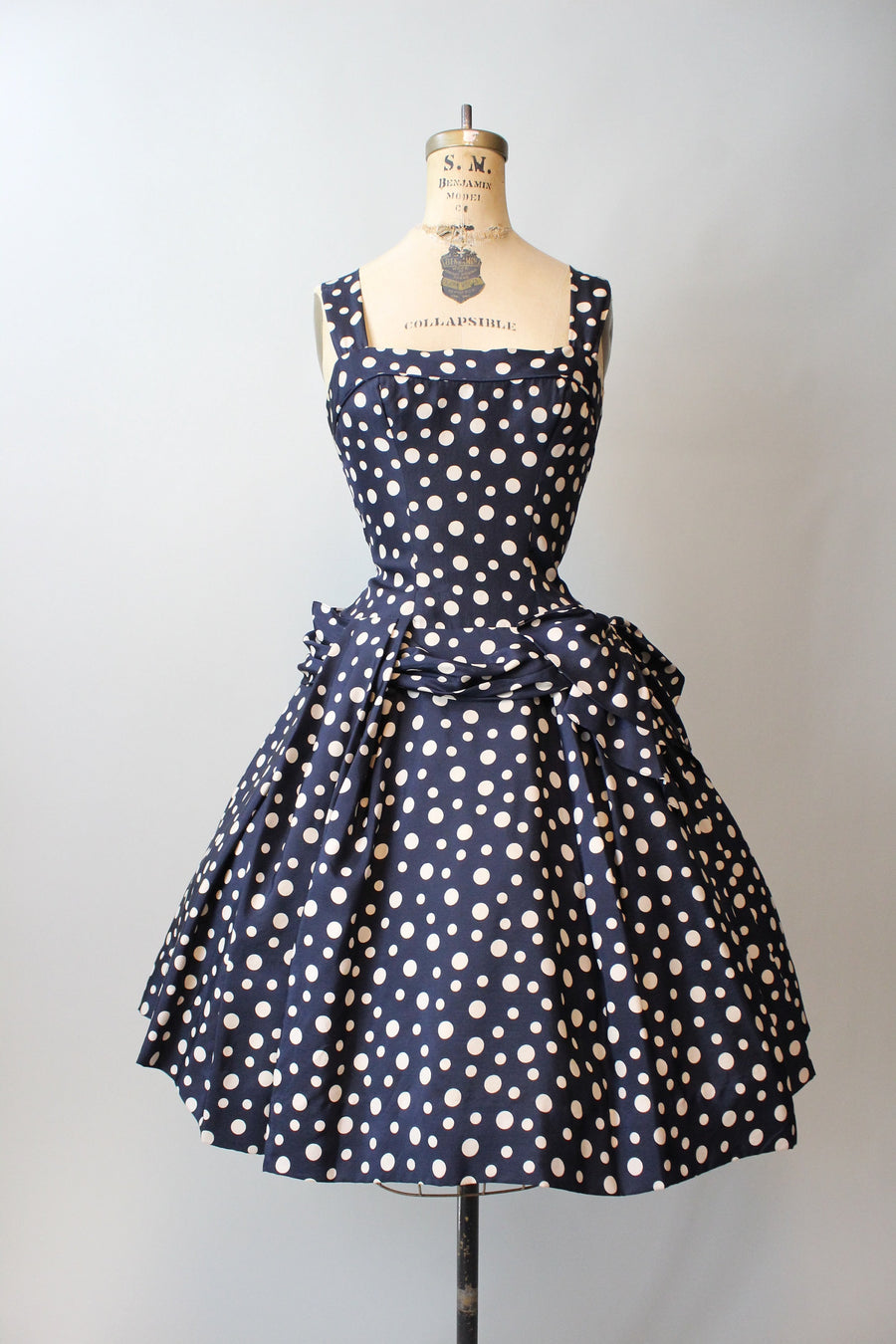 1950s BOW & SWAG polka dot silk dress small | new fall