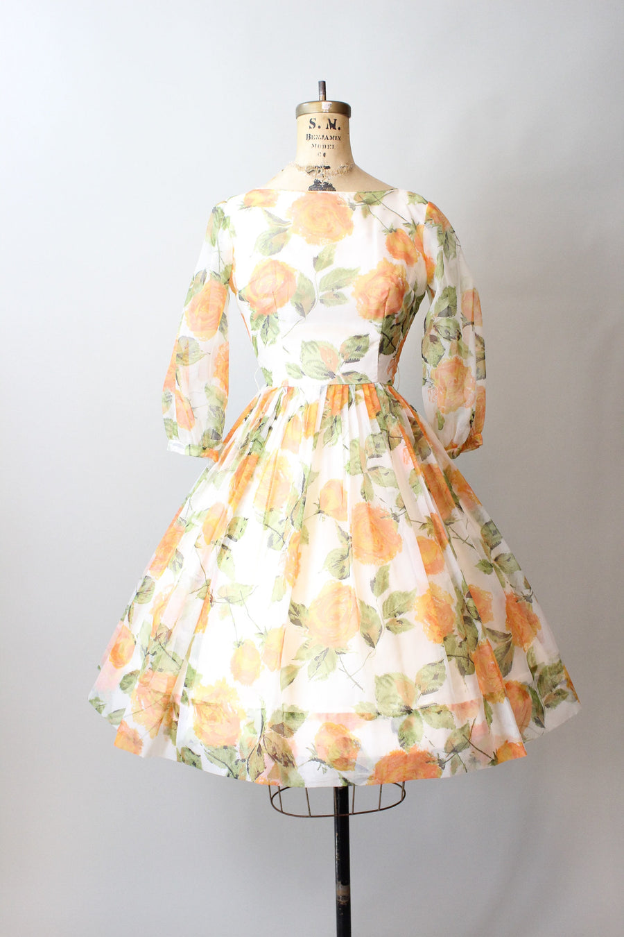 1950s ORANGE ROSE PRINT dress xs | new fall