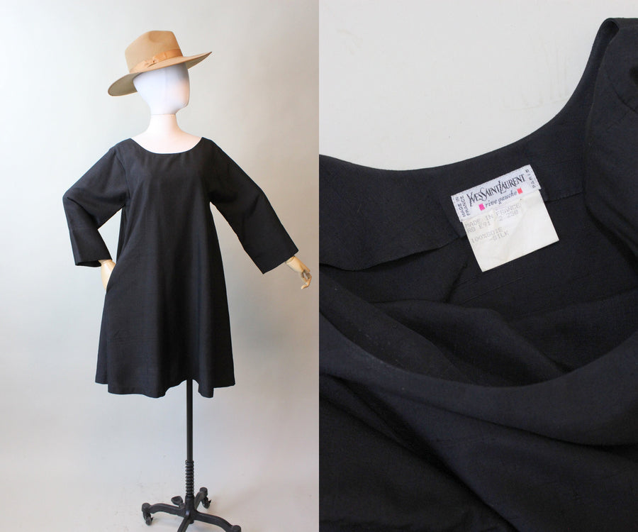 1980s YSL little black TRAPEZE dress small medium | new fall