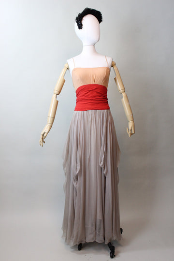 1940s HOWARD GREER chiffon draped gown dress xs | new fall