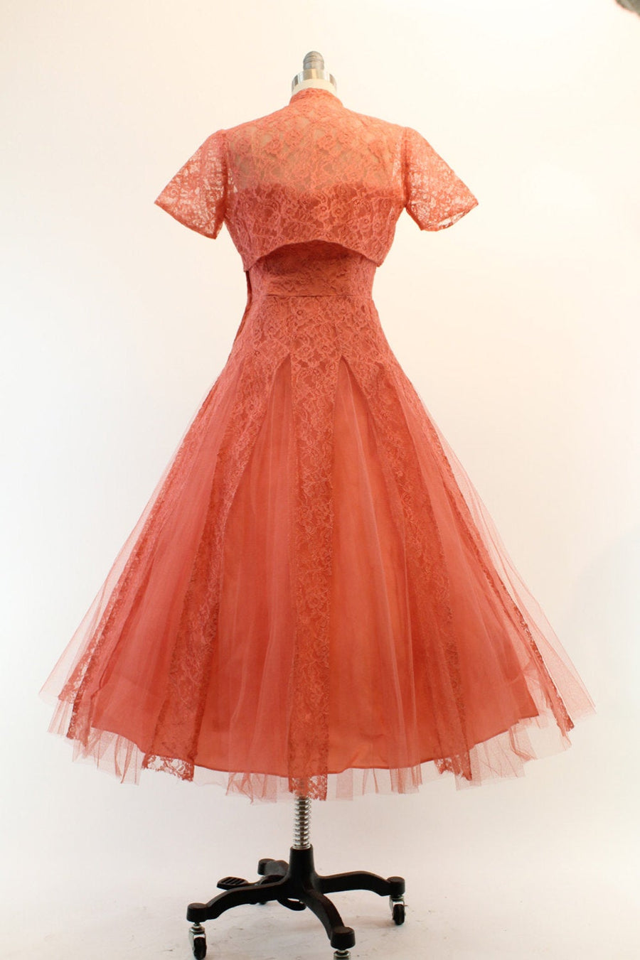 1950s cupcake lace dress xs | vintage tulle strapless dress and bolero | new in