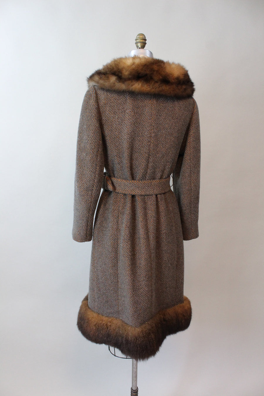 1970s ROTHMOOR fur BELTED wool coat small | new fall