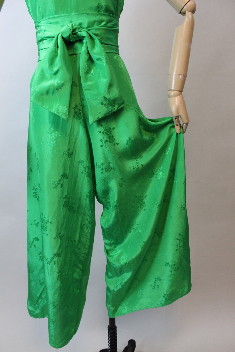 1960s green SILK jumpsuit PALAZZO xs | new fall