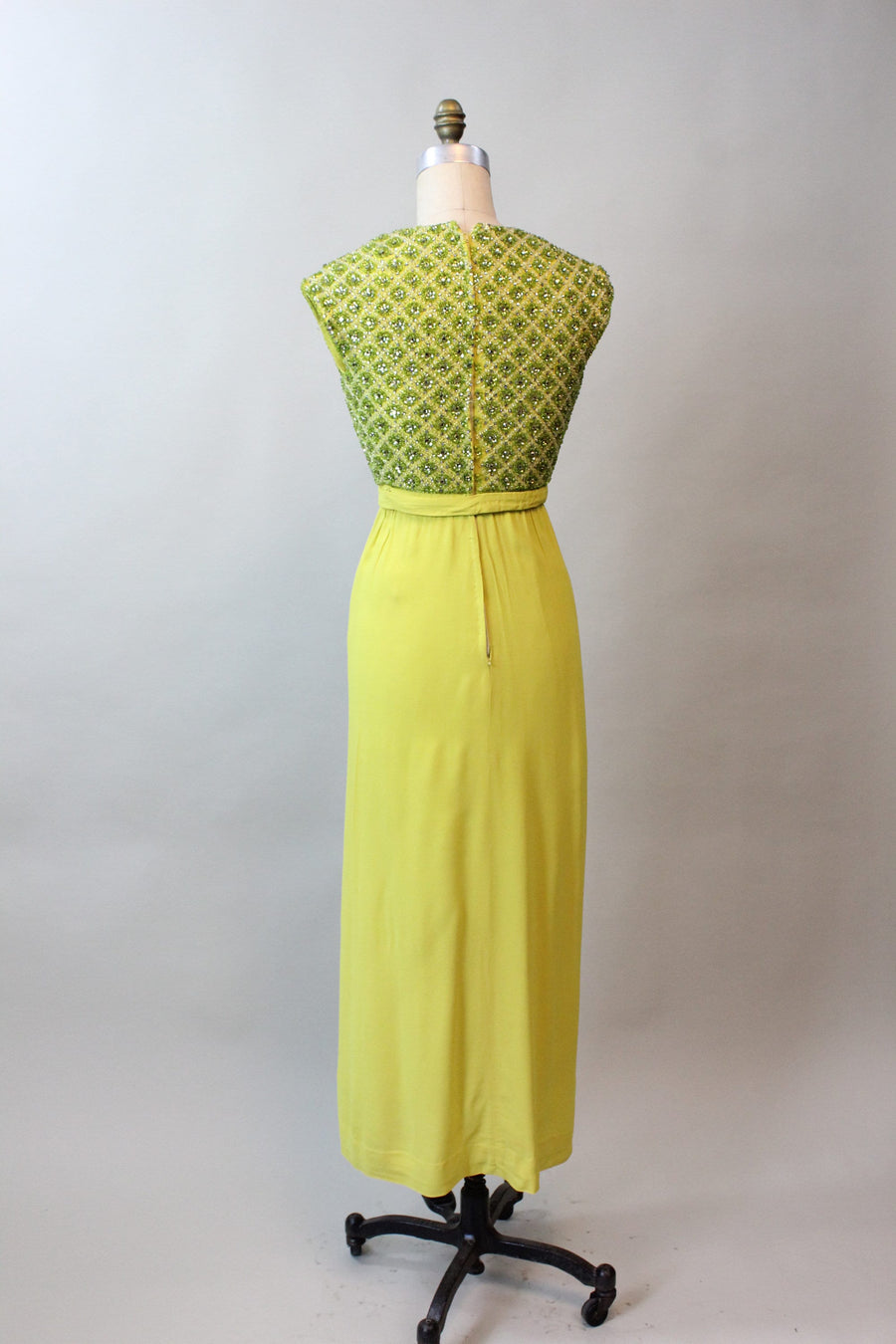 1960s BEADED COLUMN maxi dress gown xs | new fall