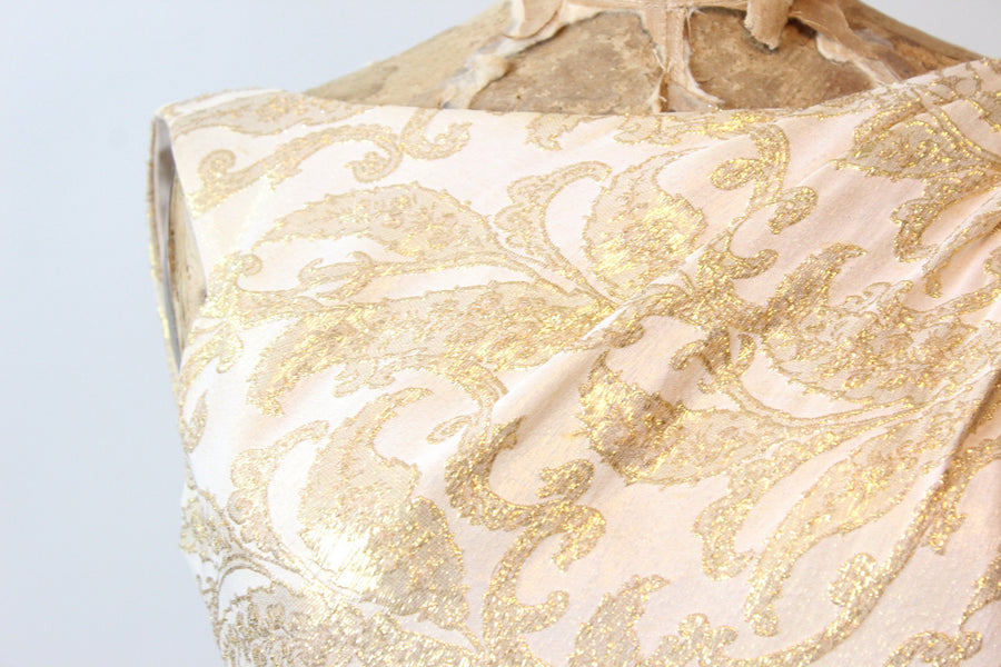 1950s GOLD brocade cocktail dress xs | new fall