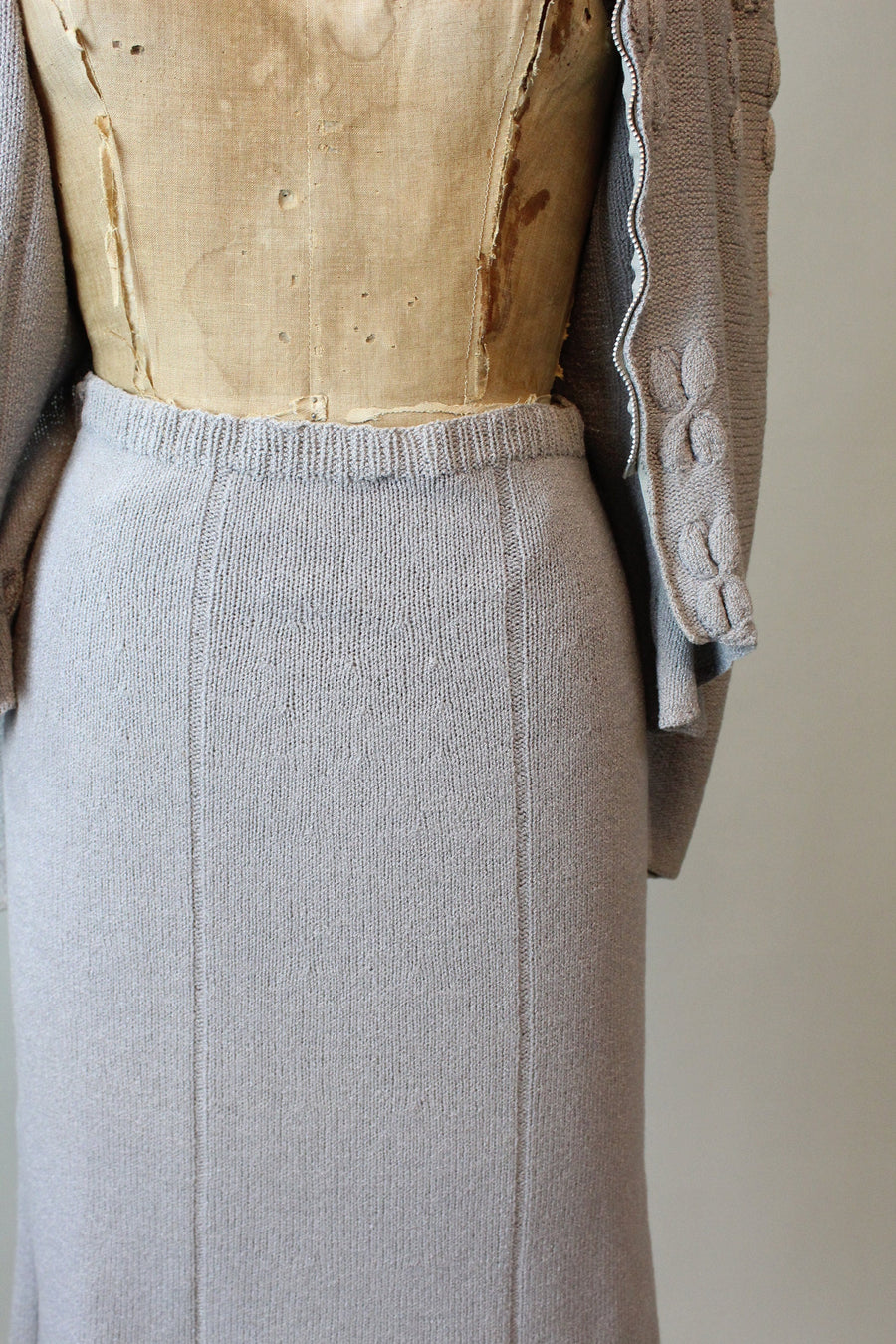 1950s GRAY KNIT skirt and cardigan set small medium | new fall