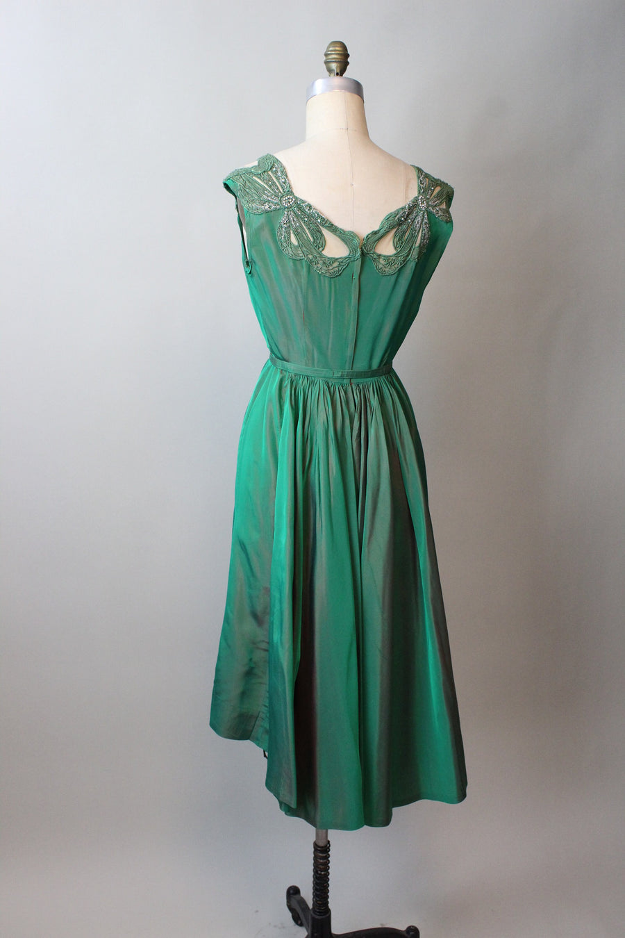 1960s Mr Blackwell Custom green TRAIN dress xs | new fall
