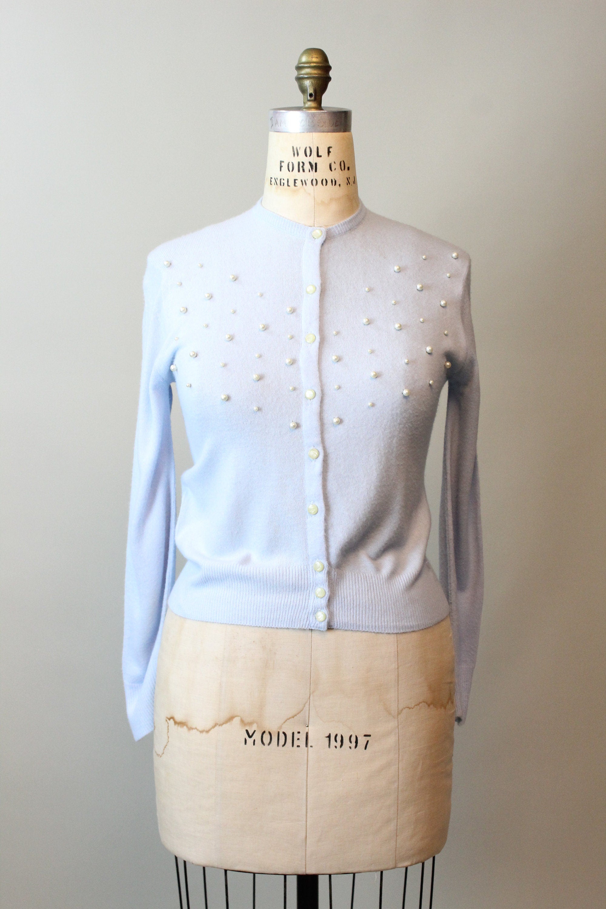 1950s LAMPL PEARL encrusted sweater cardigan large | new winter 