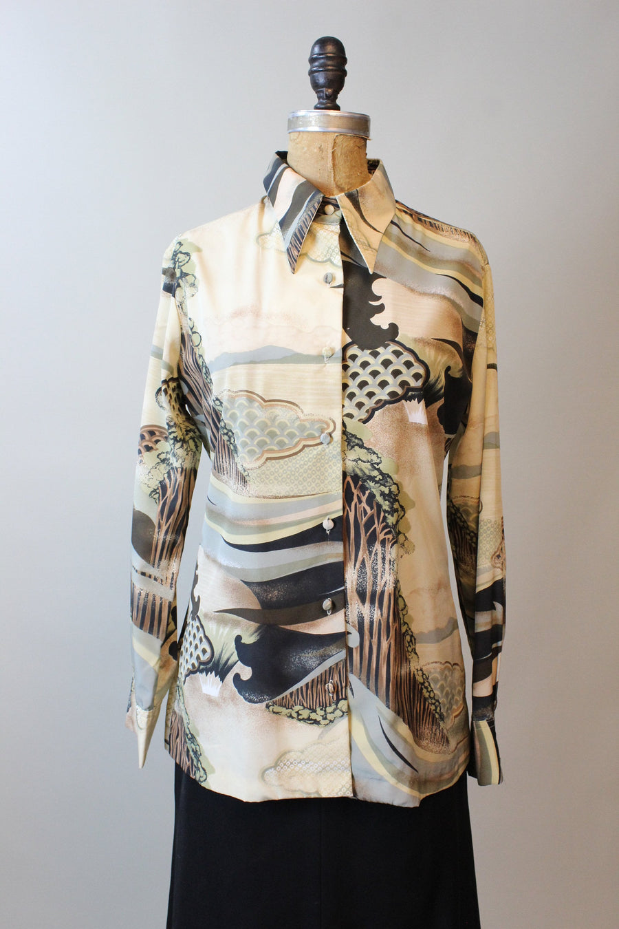 1970s LANVIN print blouse top medium large | new winter