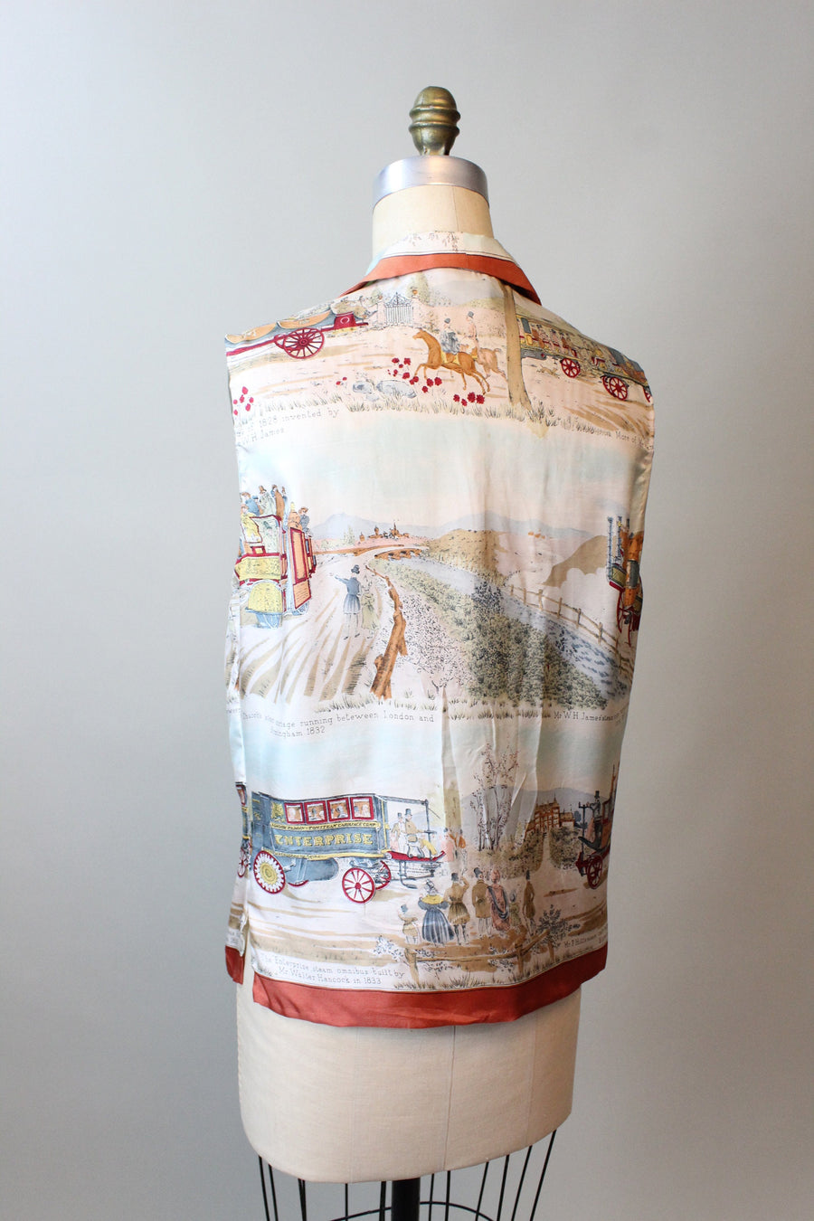 1960s STEAM CARRIAGE Italian print silk blouse medium | new fall