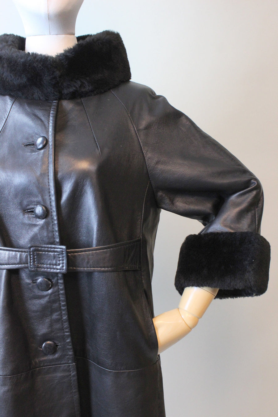 1960s HIGHLANDER LEATHER and fur coat medium | new winter