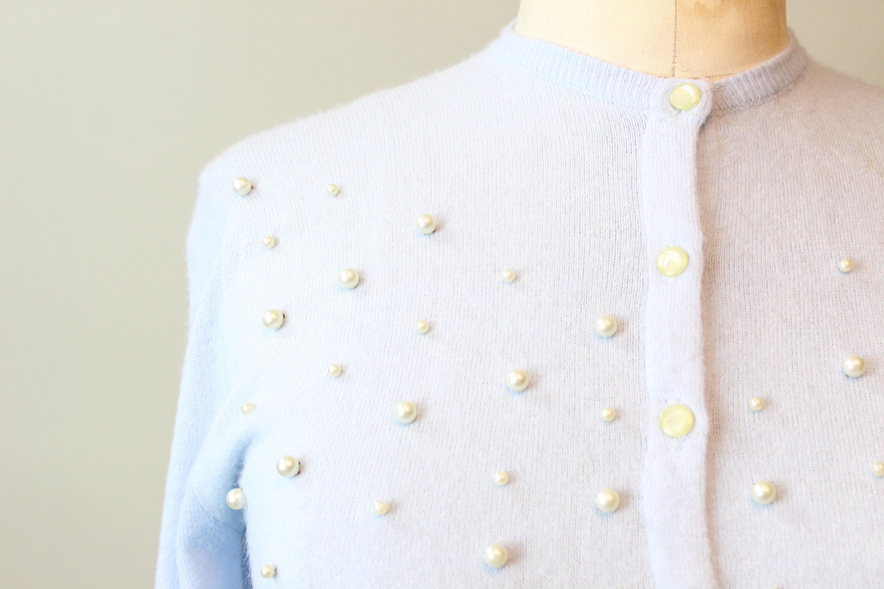 1950s LAMPL PEARL encrusted sweater cardigan large | new winter 