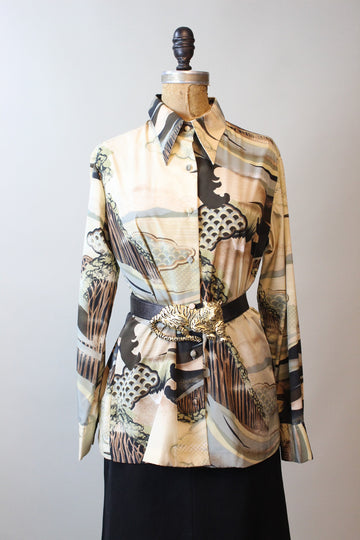 1970s LANVIN print blouse top medium large | new winter