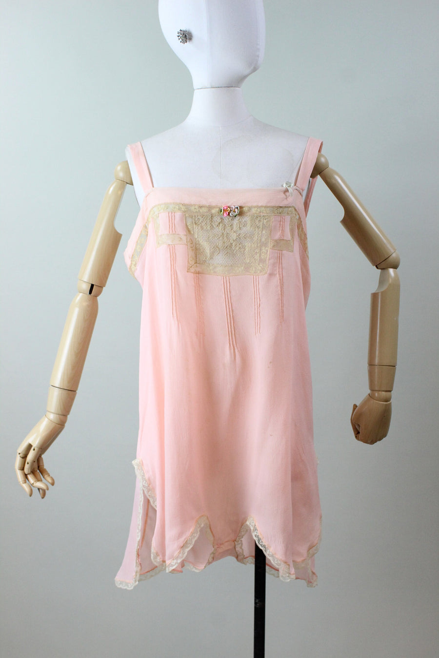 1920s SILK STEP IN romper chemise lingerie silk lace large | new winter
