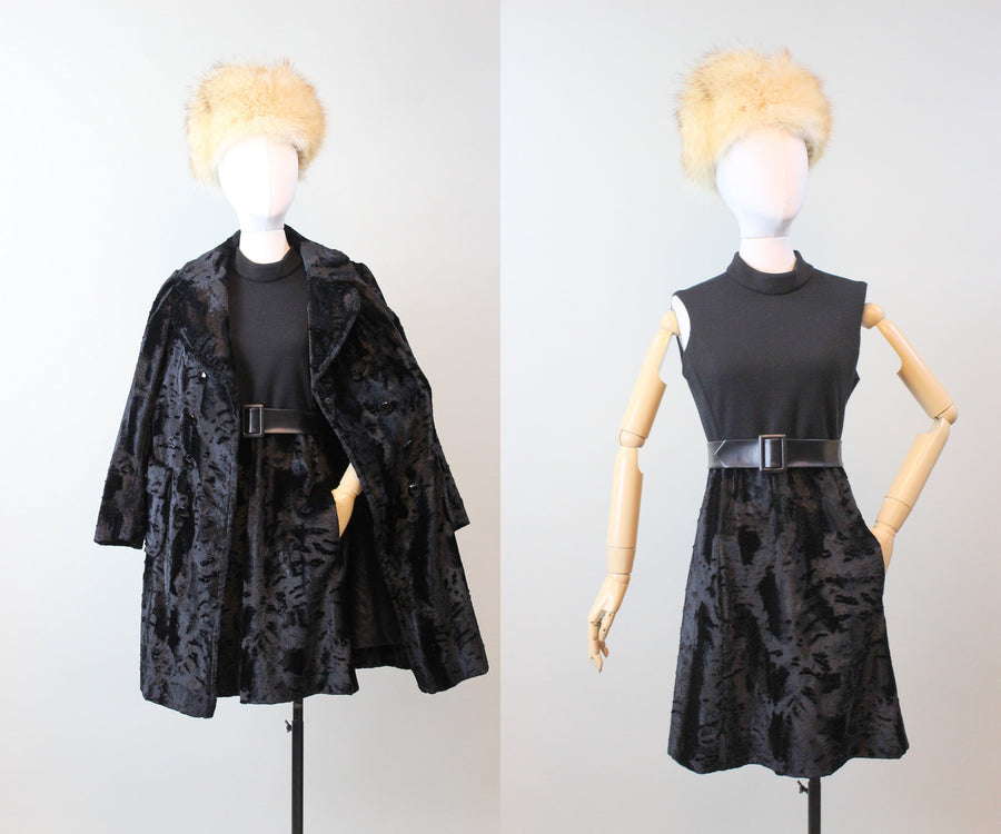 1960s JANE JUSTIN velvet mod dress and COAT small | new winter