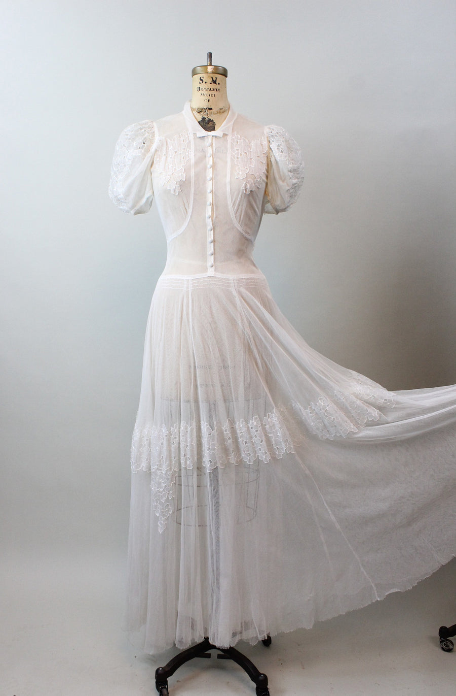 1940s MESH LACE WEDDING gown dress xs small | new winter