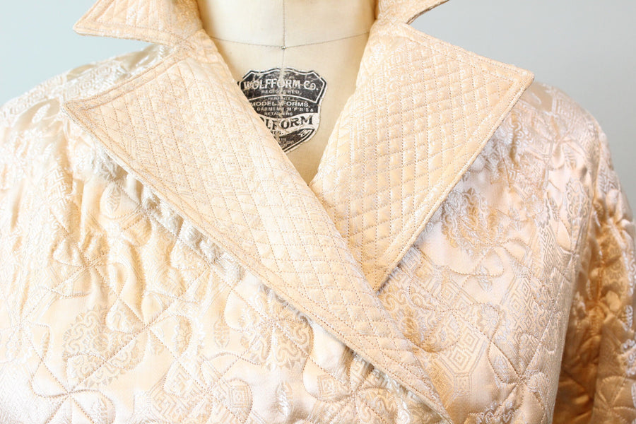 1940s ASIAN QUILTED bed jacket lingerie medium | new winter