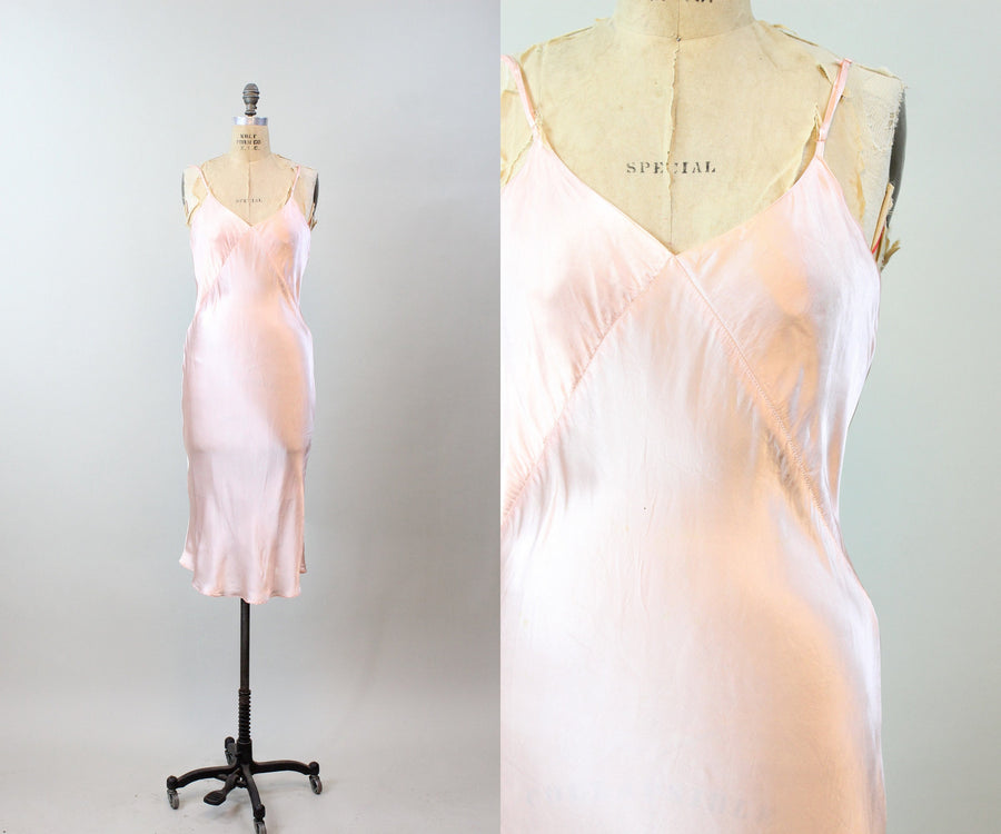 1930s BIAS CUT slip dress nightgown small medium | new winter