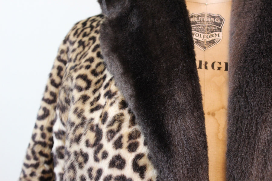 1960s faux LEOPARD print SWING coat small medium large | new womter