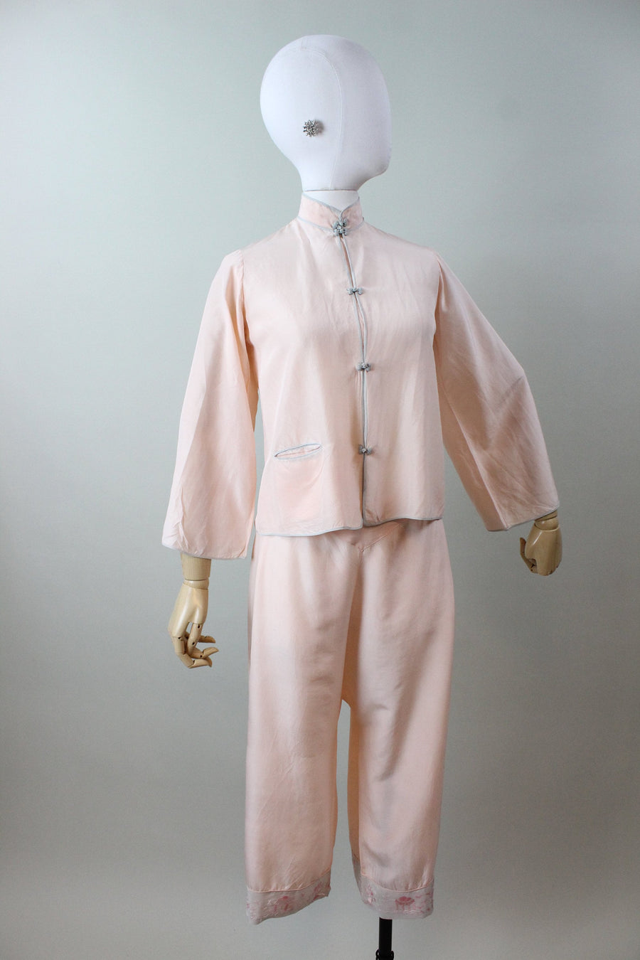 1930s ASIAN SILK wide leg pajamas PANTS top small medium | new winter