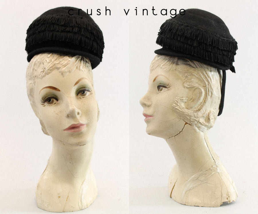 1930s La Rose tilt hat fringe bellhop | new fall