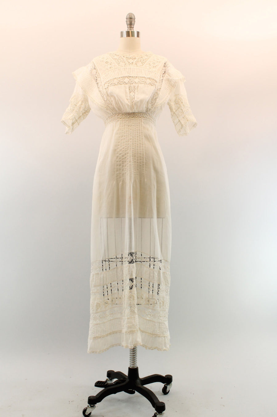 Edwardian Wedding Dress XXS / 1900s Antique Lace Cotton Gown / The Way You Love Me Dress
