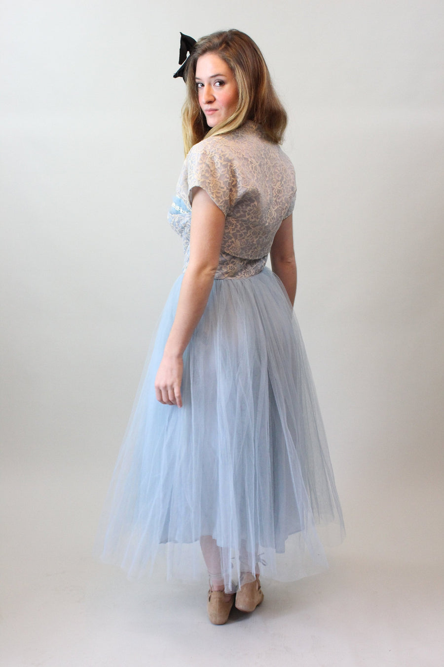 1950s blue CUPCAKE lace tulle dress small | new summer