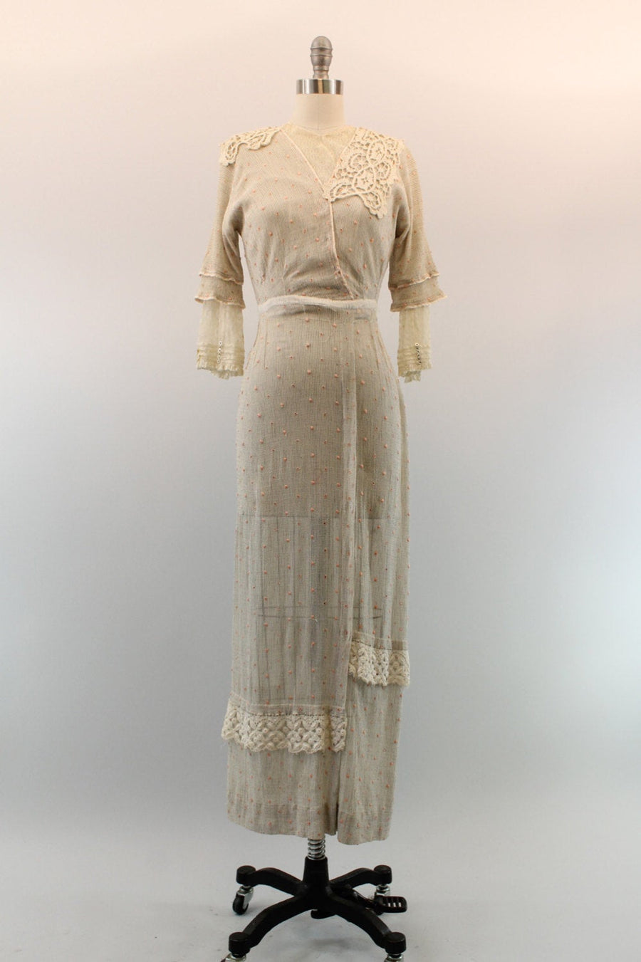 1910s ANTIQUE swiss dot edwardian lace dress xxs | New spring summer 1910s ANTIQUE swiss dot edwardian lace dress xxs | New spring summer