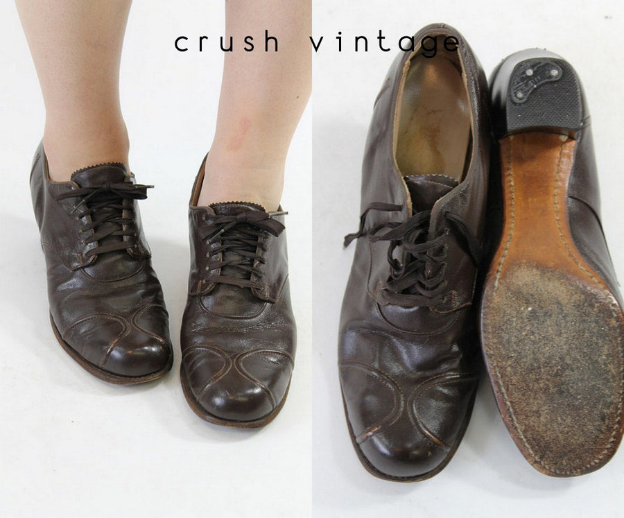 1930s oxford shoes | leather lace ups | size 6
