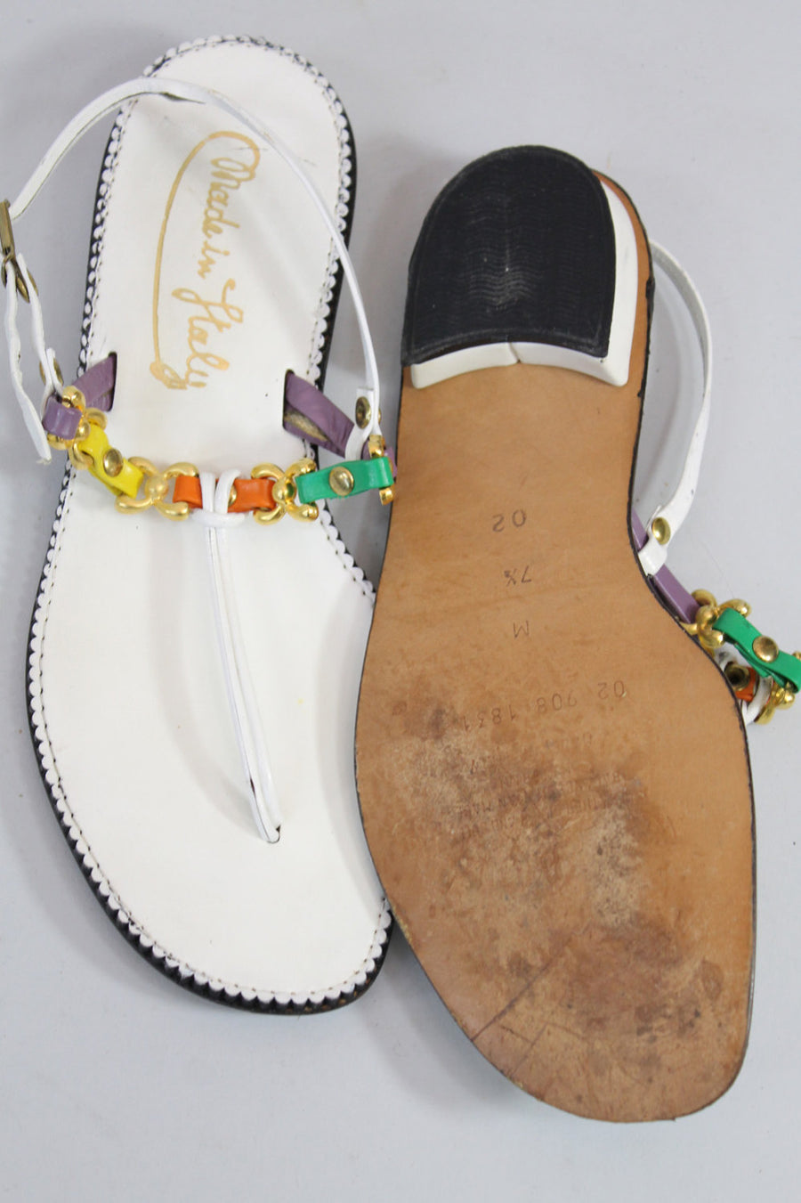 1970s Italian chain sandals size 7.5 us | vintage chain leather shoe