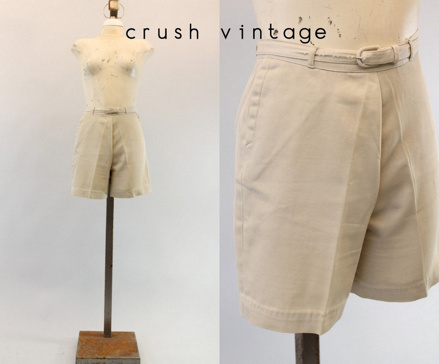 1950s cotton shorts xs | vintage high waisted pin up shorts
